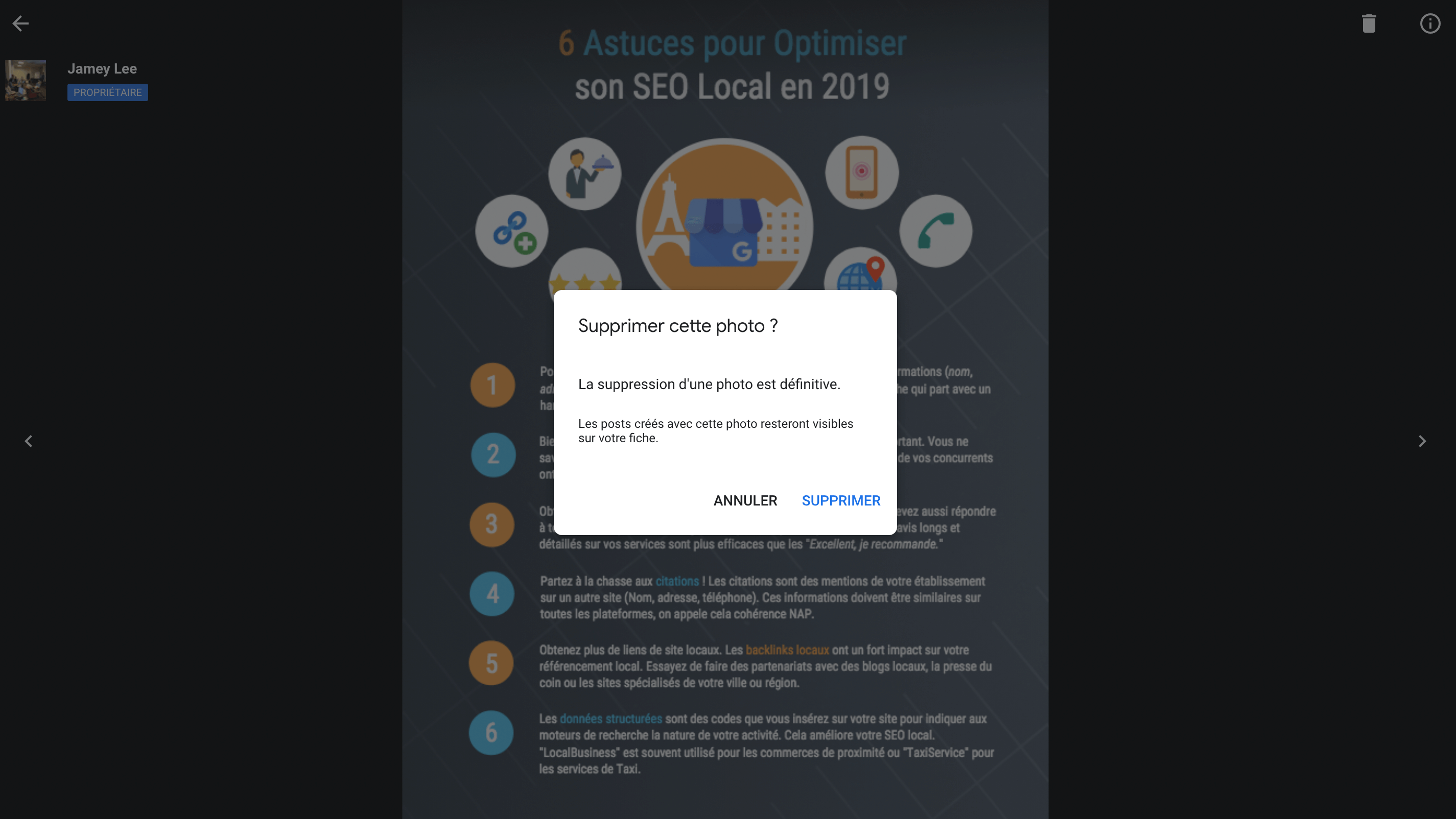 Supprimer photo google my business